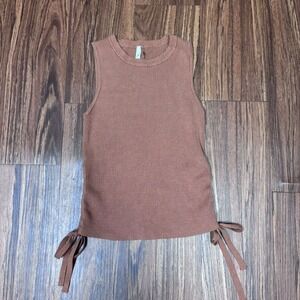 Be Cool Los Angeles Ribbed Tank Top Side Tie Detail Cleangirl Brown Women's M/L